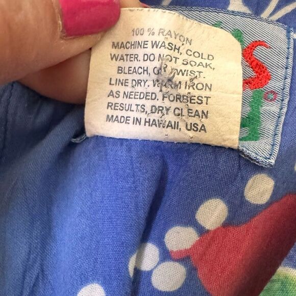 Vintage Jams World Tank Minidress — Floret Blue Print, Made in Hawaii, Rare Sz S - Picture 6 of 14